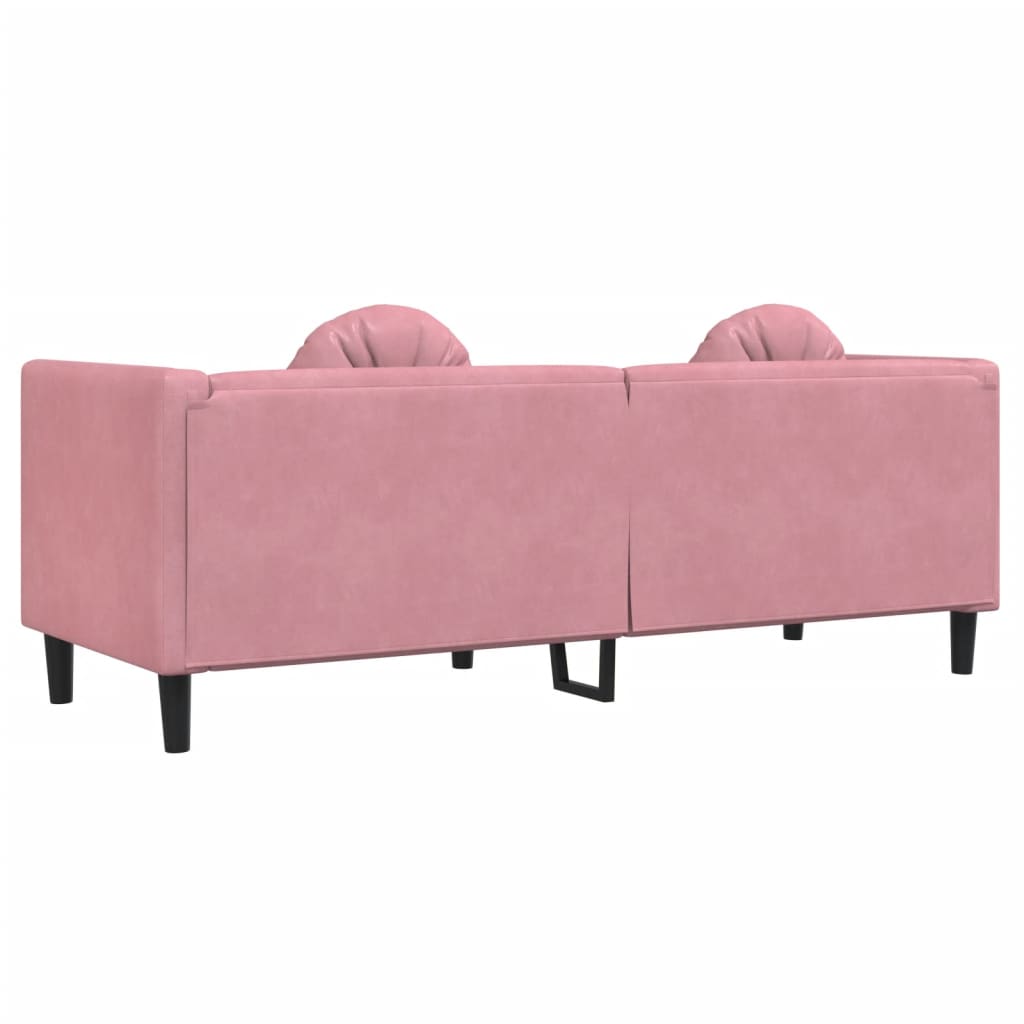 Canapea cu perne, 3 locuri, roz, catifea - Lando