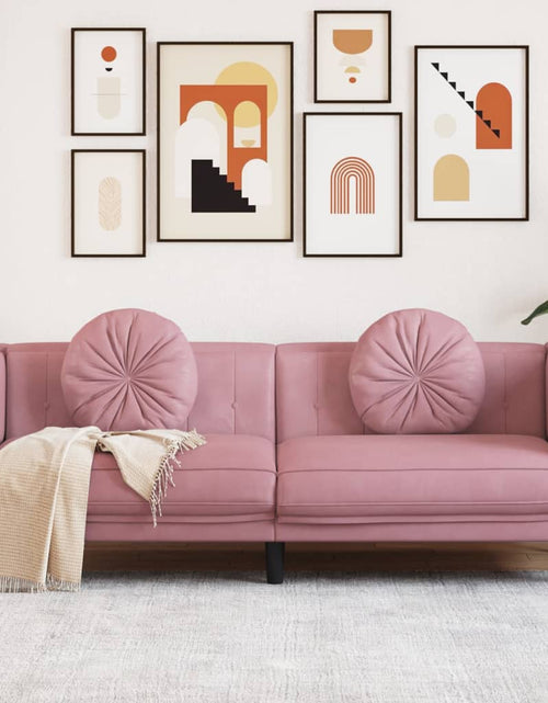 Încărcați imaginea în vizualizatorul Galerie, Canapea cu perne, 3 locuri, roz, catifea
