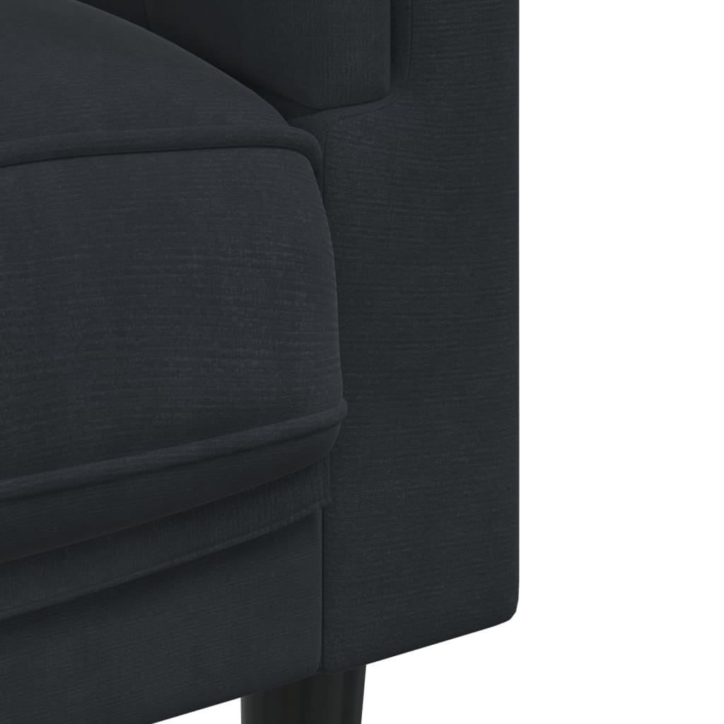 Canapea cu perne, 3 locuri, negru, catifea
