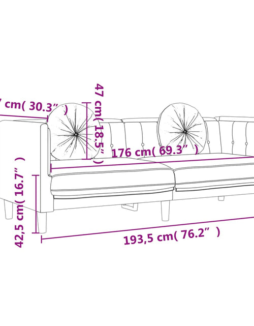 Загрузите изображение в средство просмотра галереи, Canapea cu perne, 3 locuri, negru, catifea - Lando
