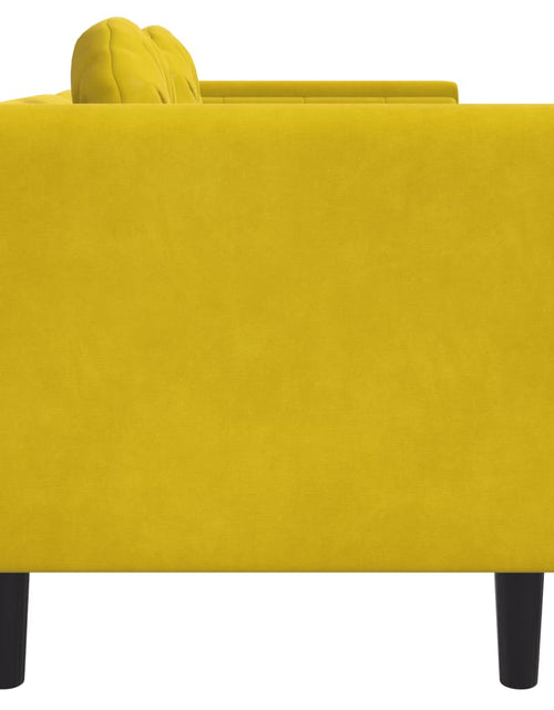 Încărcați imaginea în vizualizatorul Galerie, Canapea cu perne, 3 locuri, galben, catifea
