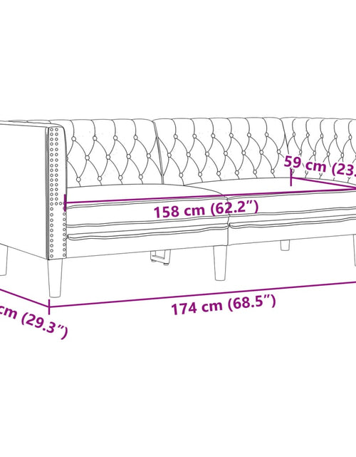 Încărcați imaginea în vizualizatorul Galerie, Canapea Chesterfield cu 2 locuri maro piele întoarsă ecologică
