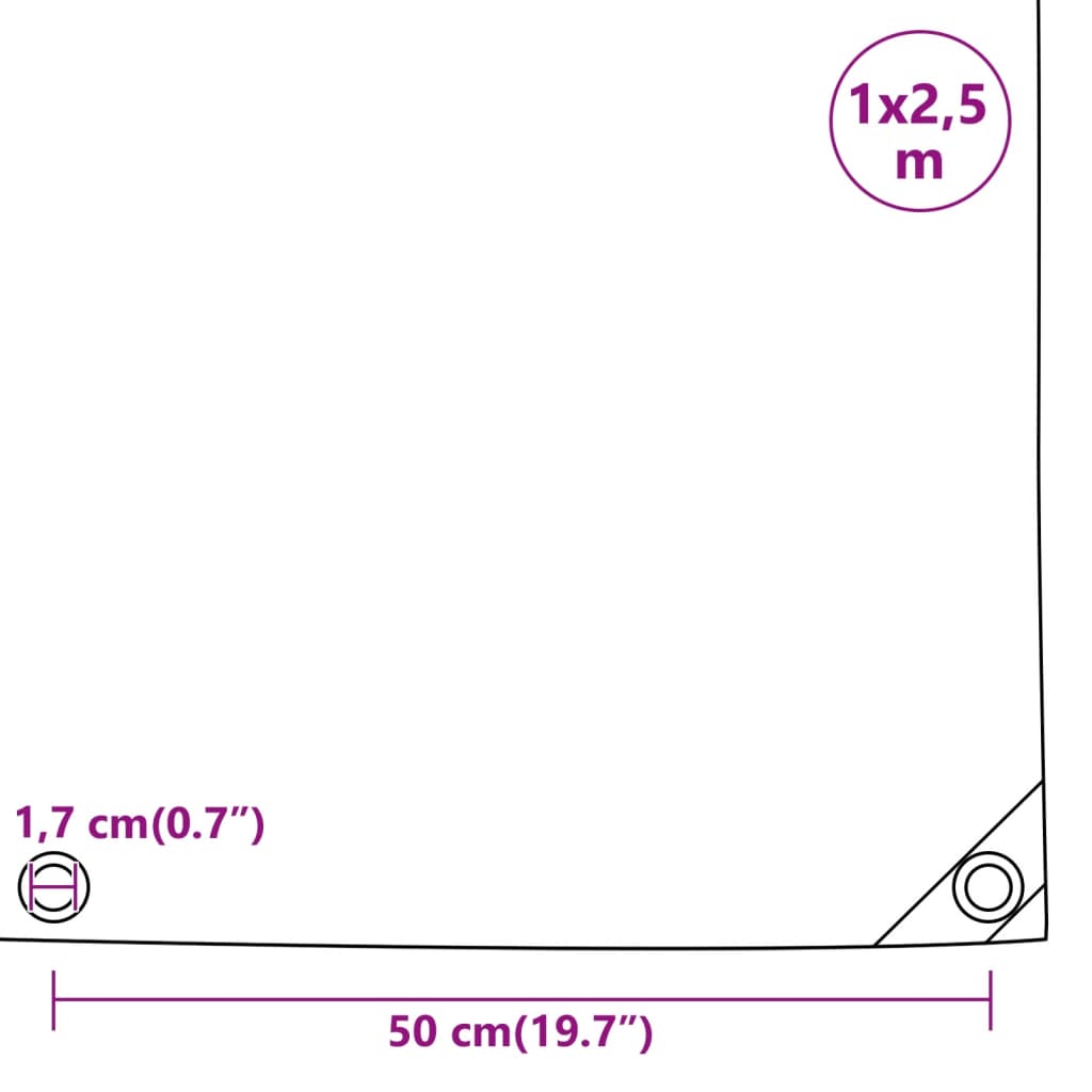 Prelată, gri, 1x2,5 m, 650 g/m²