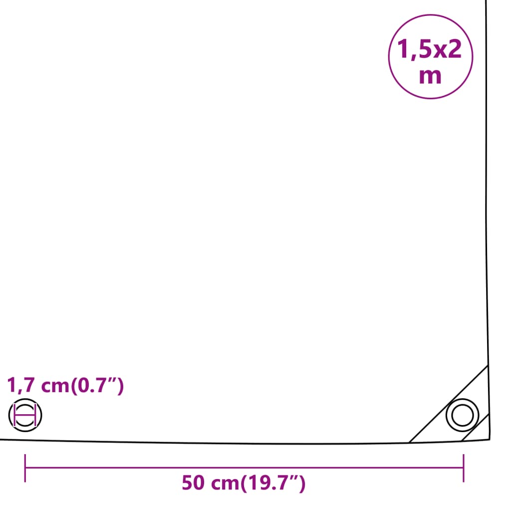 Prelată, gri, 1,5x2 m, 650 g/m²