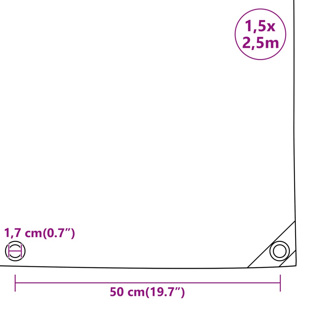 Prelată, gri, 1,5x2,5 m, 650 g/m²