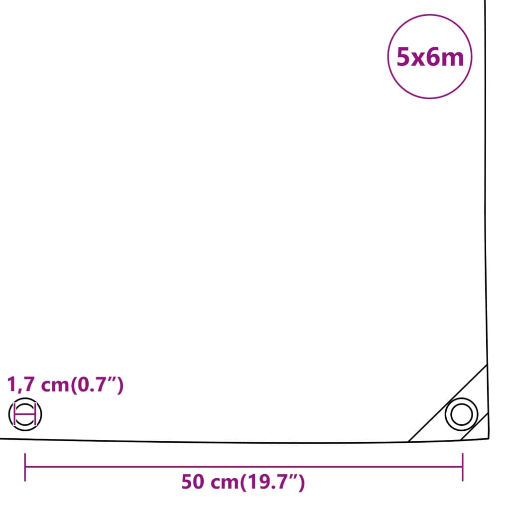 Prelată, gri, 5x6 m, 650 g/m²