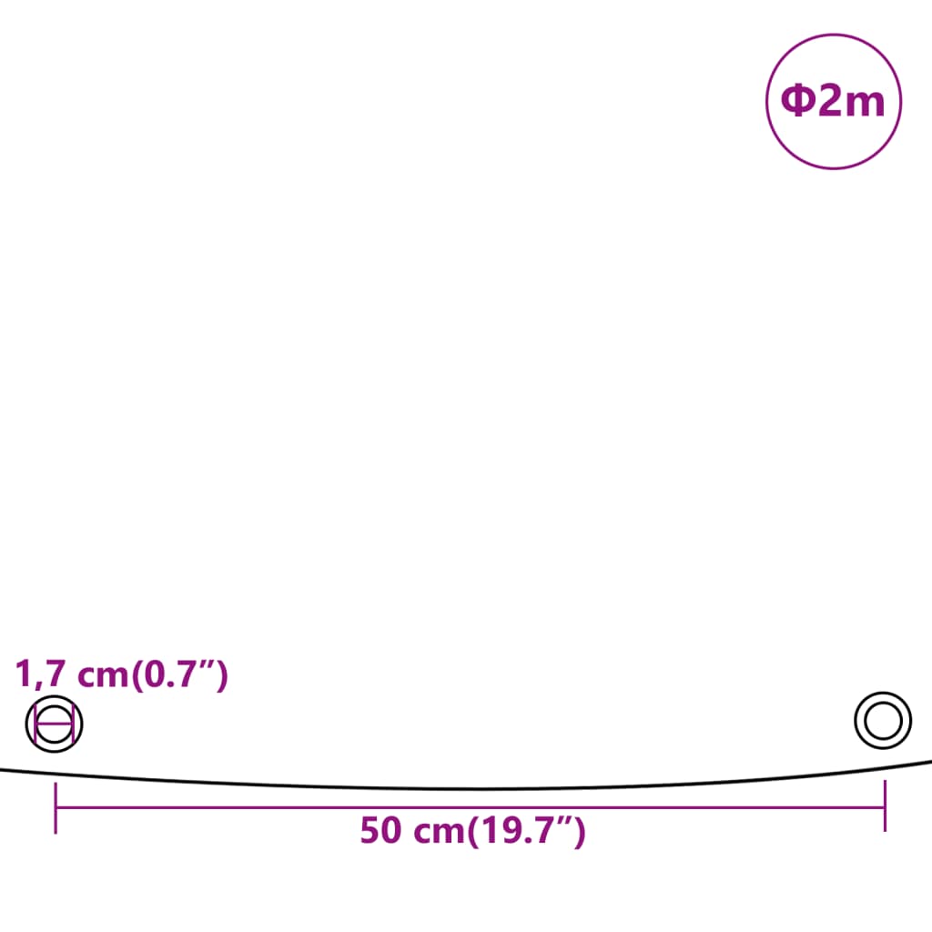 Prelată, gri, Ø 2 m, 650 g/m²