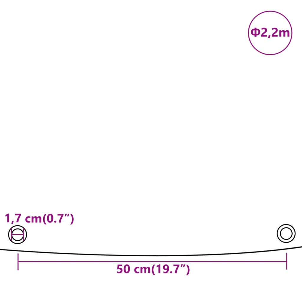 Prelată, gri, Ø 2,2 m, 650 g/m²