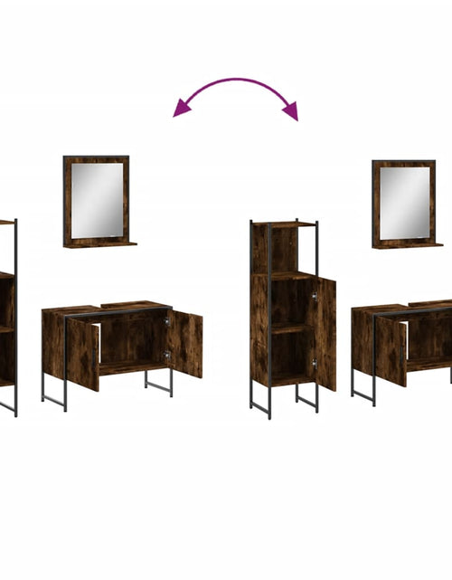 Încărcați imaginea în vizualizatorul Galerie, Set dulapuri de baie, 3 piese, stejar afumat, lemn prelucrat - Lando
