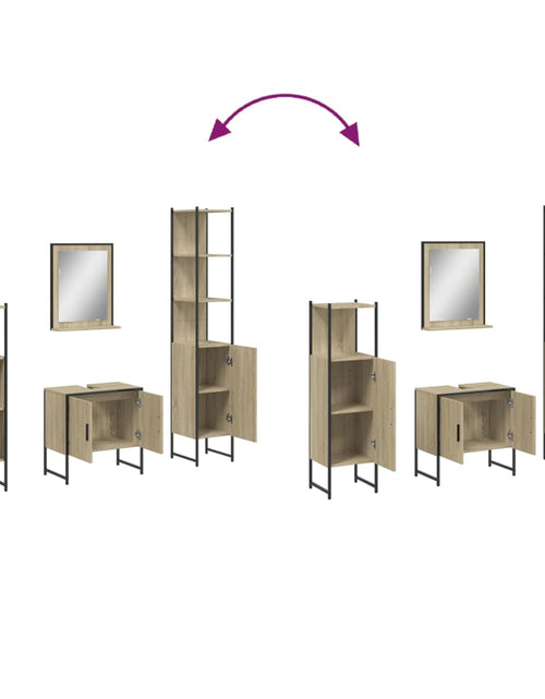 Загрузите изображение в средство просмотра галереи, Set dulapuri de baie, 4 piese, stejar sonoma, lemn prelucrat
