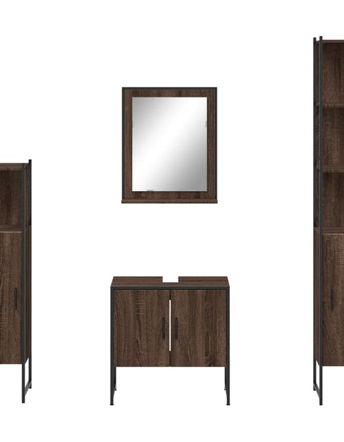 Încărcați imaginea în vizualizatorul Galerie, Set dulapuri de baie, 4 piese, stejar maro, lemn prelucrat - Lando

