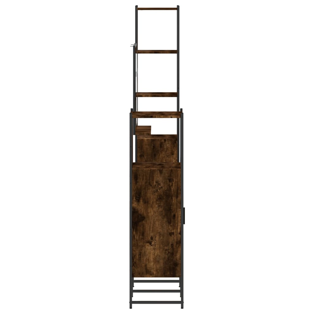 Set dulapuri de baie, 4 piese, stejar afumat, lemn prelucrat - Lando