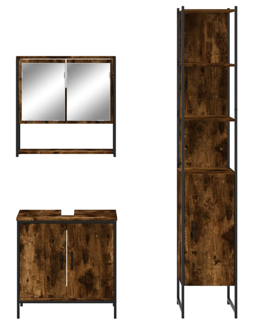 Încărcați imaginea în vizualizatorul Galerie, Set mobilier de baie, 3 piese, stejar fumuriu, lemn prelucrat - Lando
