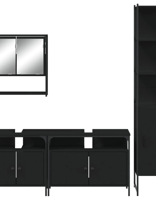 Încărcați imaginea în vizualizatorul Galerie, Set mobilier de baie, 4 piese, negru, lemn prelucrat - Lando
