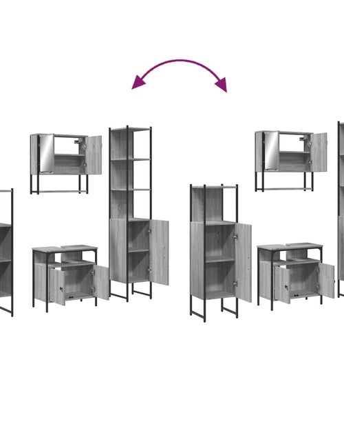 Încărcați imaginea în vizualizatorul Galerie, Set mobilier de baie, 4 piese, gri sonoma, lemn prelucrat - Lando
