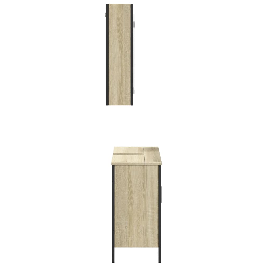 Set mobilier de baie, 2 piese, stejar sonoma, lemn prelucrat - Lando