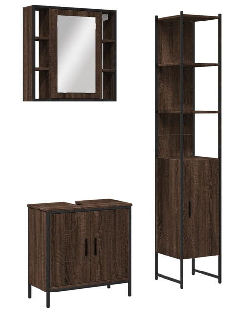Încărcați imaginea în vizualizatorul Galerie, Set dulapuri de baie, 3 piese, stejar maro, lemn prelucrat - Lando
