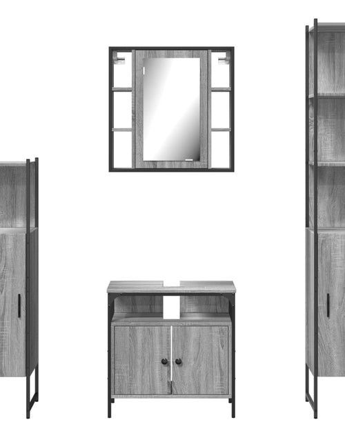 Încărcați imaginea în vizualizatorul Galerie, Set dulapuri de baie, 4 piese, gri sonoma, lemn prelucrat - Lando
