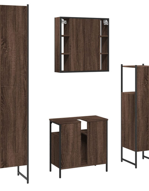 Încărcați imaginea în vizualizatorul Galerie, Set dulapuri de baie, 4 piese, stejar maro, lemn prelucrat - Lando
