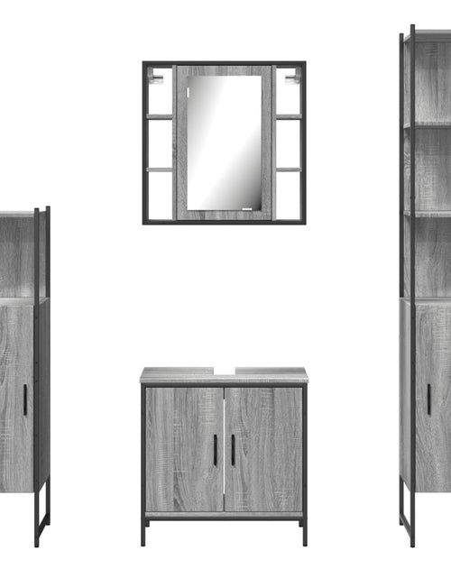 Încărcați imaginea în vizualizatorul Galerie, Set dulapuri de baie, 4 piese, gri sonoma, lemn prelucrat - Lando

