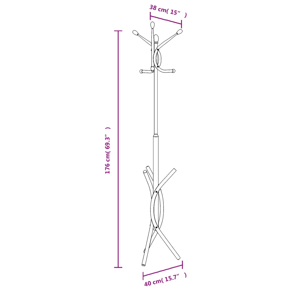 Cuier de haine, negru, 176 cm, fier vopsit electrostatic