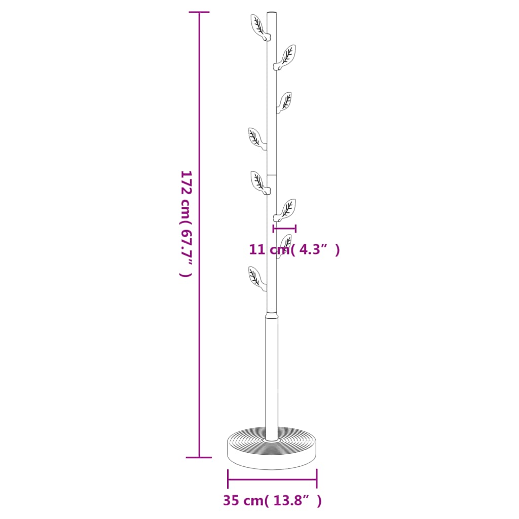 Cuier de haine, roz, 172 cm, fier vopsit electrostatic