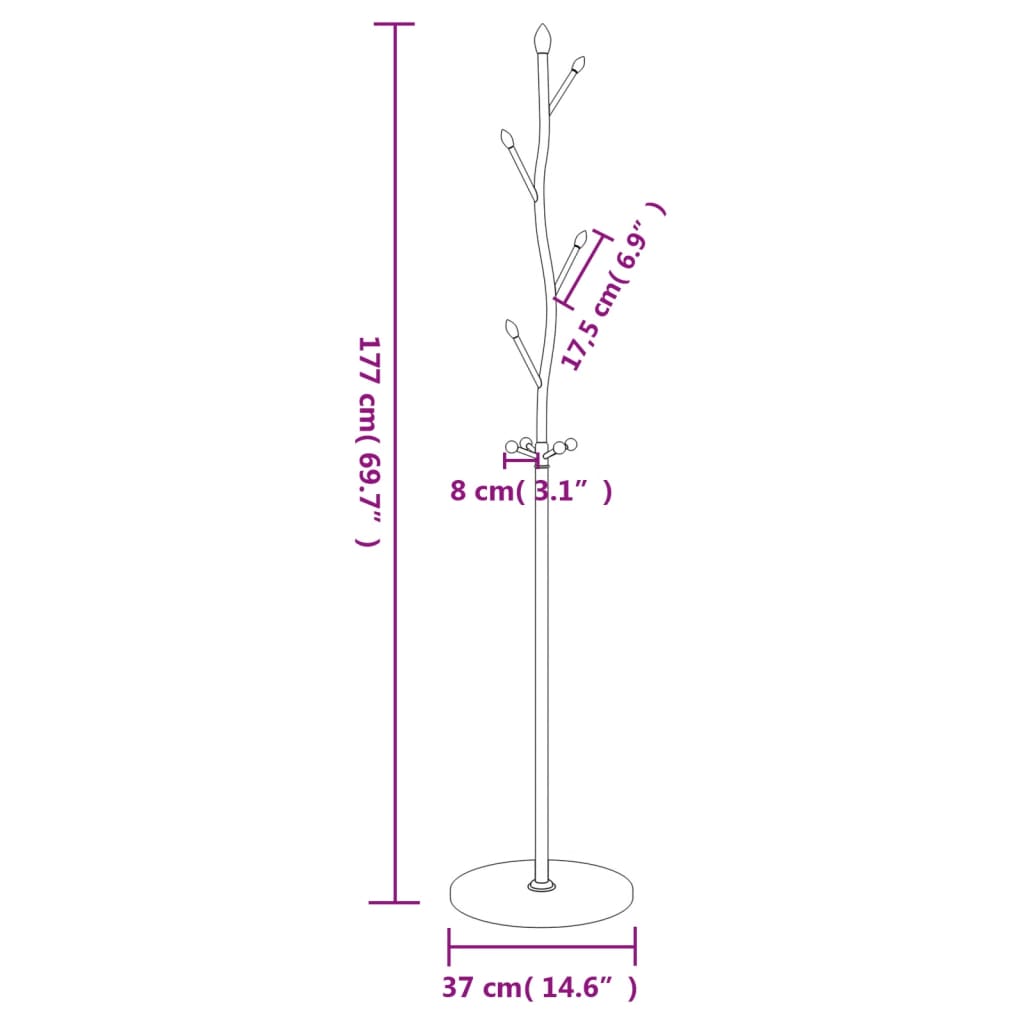 Cuier de haine, negru, 177 cm, fier vopsit electrostatic