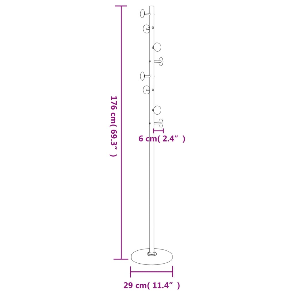 Cuier de haine, negru, 176 cm, fier vopsit electrostatic