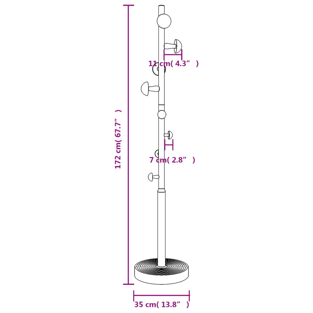 Cuier de haine, alb, 172 cm, fier vopsit electrostatic