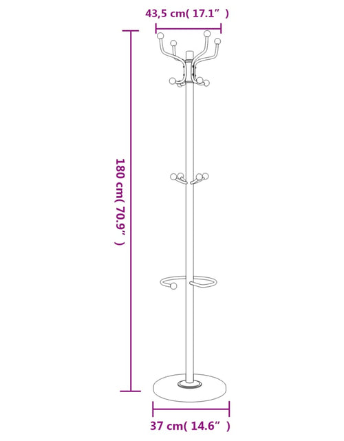 Încărcați imaginea în vizualizatorul Galerie, Cuier cu suport umbrelă, negru 180 cm fier vopsit electrostatic
