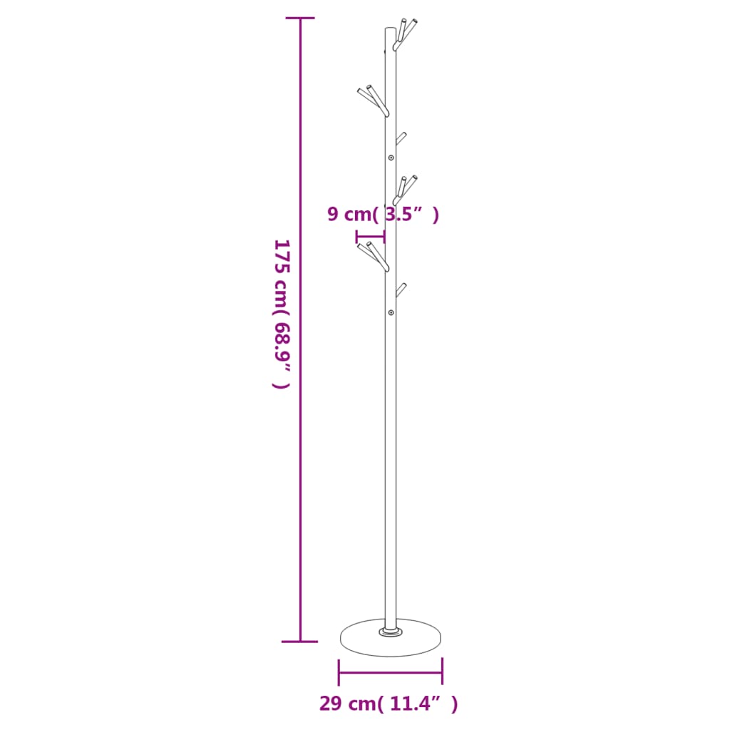 Cuier de haine, negru, 175 cm, fier vopsit electrostatic