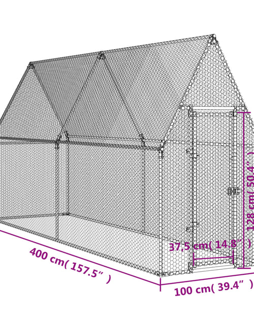 Încărcați imaginea în vizualizatorul Galerie, Coteț pentru păsări, gri, 400x100x190 cm, oțel galvanizat - Lando
