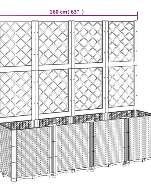 Загрузите изображение в средство просмотра галереи, Jardinieră de grădină cu spalier, gri, 160x40x140 cm, PP
