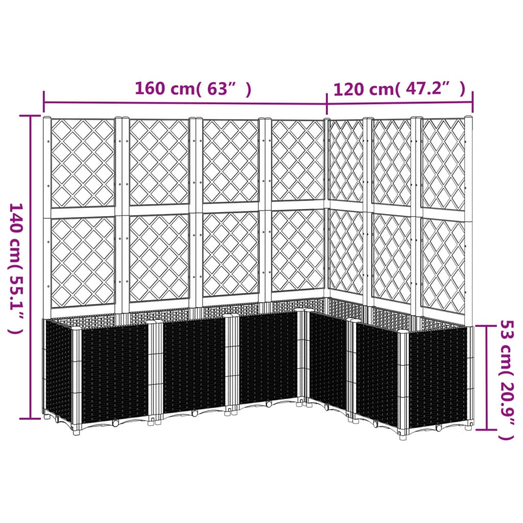 Jardinieră de grădină cu spalier gri deschis 160x120x140 cm PP