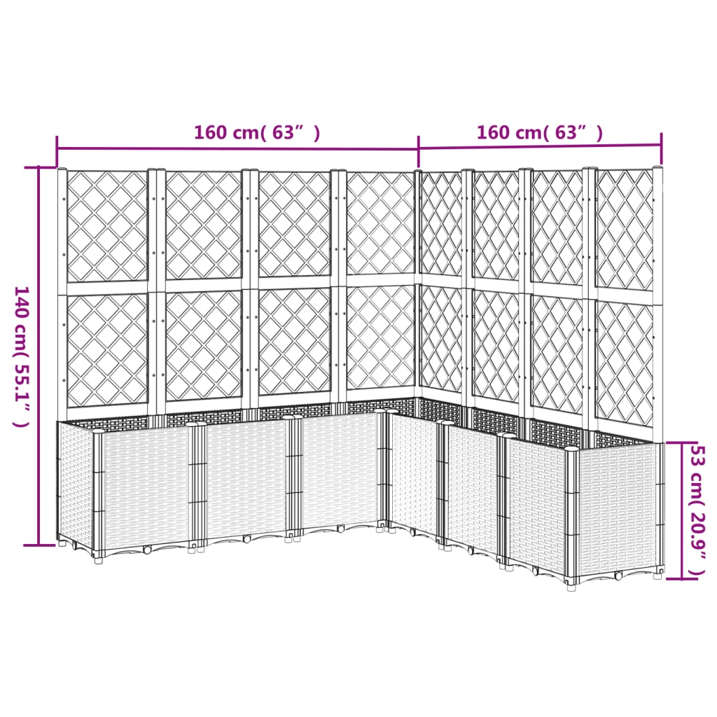 Jardinieră de grădină cu spalier gri deschis 160x160x140 cm PP