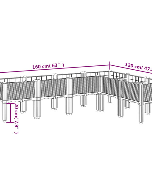 Încărcați imaginea în vizualizatorul Galerie, Jardinieră de grădină cu picioare gri deschis 160x120x42 cm, PP
