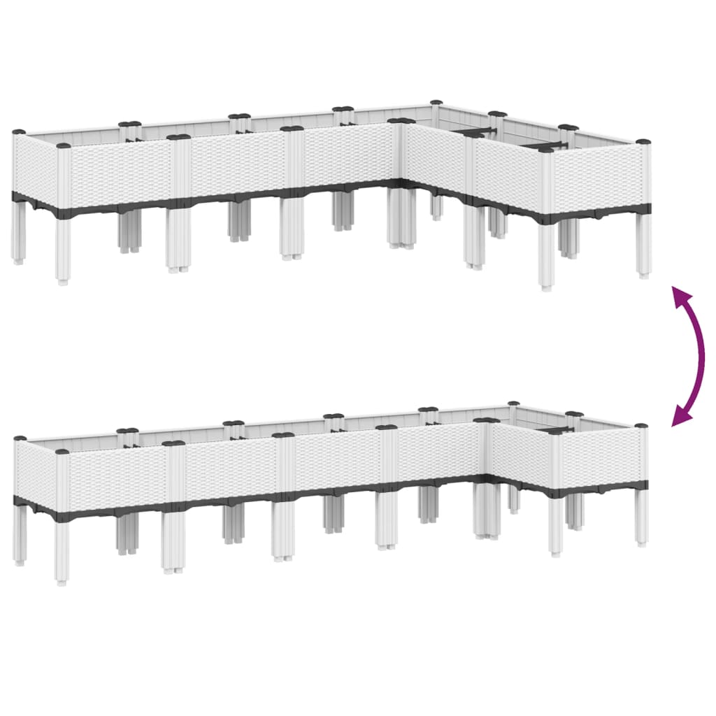 Jardinieră de grădină cu picioare, alb, 160x120x42 cm, PP