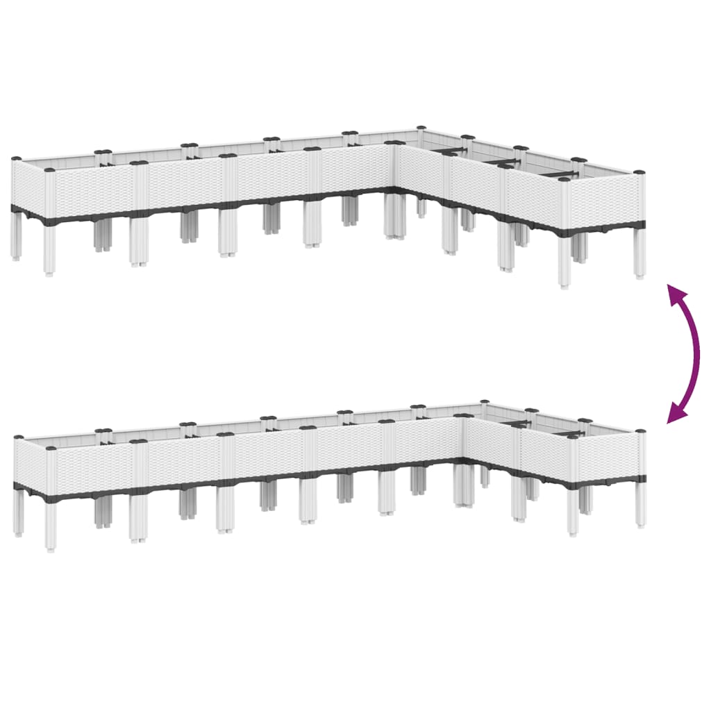 Jardinieră de grădină cu picioare, alb, 200x160x42 cm, PP