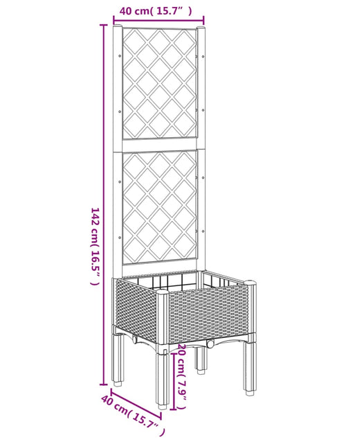 Загрузите изображение в средство просмотра галереи, Jardinieră de grădină cu spalier, negru, 40x40x142 cm, PP
