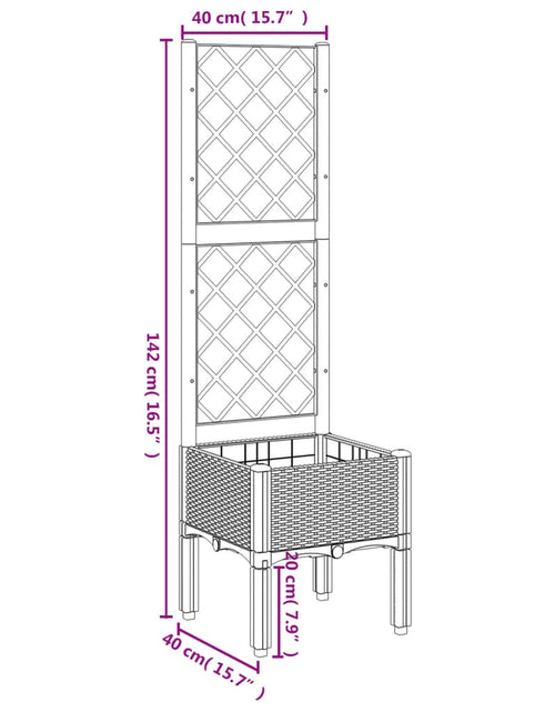 Încărcați imaginea în vizualizatorul Galerie, Jardinieră de grădină cu spalier, alb, 40x40x142 cm, PP
