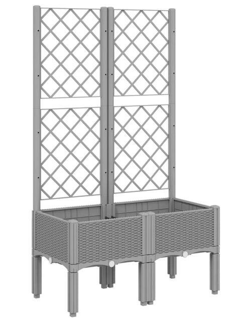 Загрузите изображение в средство просмотра галереи, Jardinieră de grădină cu spalier, gri deschis, 80x40x142 cm, PP
