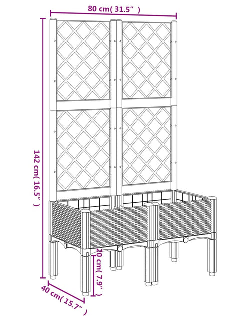 Încărcați imaginea în vizualizatorul Galerie, Jardinieră de grădină cu spalier, negru, 80x40x142 cm, PP
