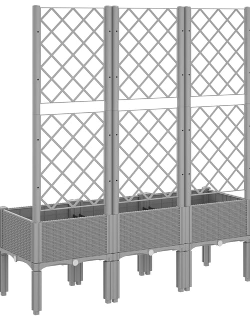 Загрузите изображение в средство просмотра галереи, Jardinieră de grădină cu spalier gri deschis 120x40x142 cm PP
