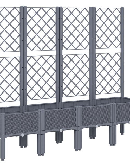 Загрузите изображение в средство просмотра галереи, Jardinieră de grădină cu spalier, gri, 160x40x142 cm, PP
