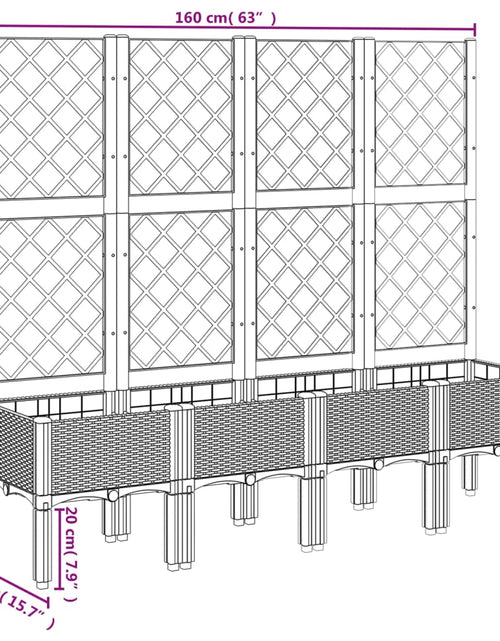 Загрузите изображение в средство просмотра галереи, Jardinieră de grădină cu spalier, gri, 160x40x142 cm, PP
