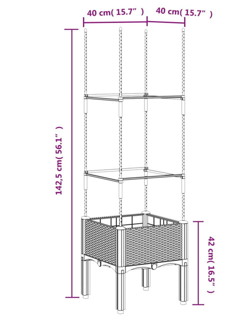 Încărcați imaginea în vizualizatorul Galerie, Jardinieră de grădină cu spalier, maro, 40x40x142,5 cm, PP
