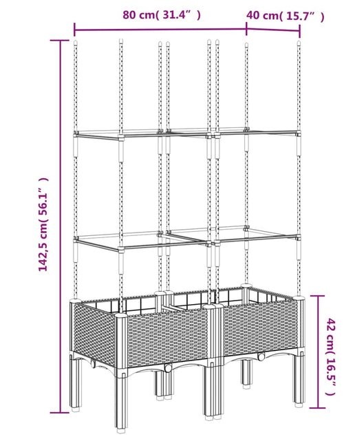 Загрузите изображение в средство просмотра галереи, Jardinieră de grădină cu spalier, alb, 80x40x142,5 cm, PP
