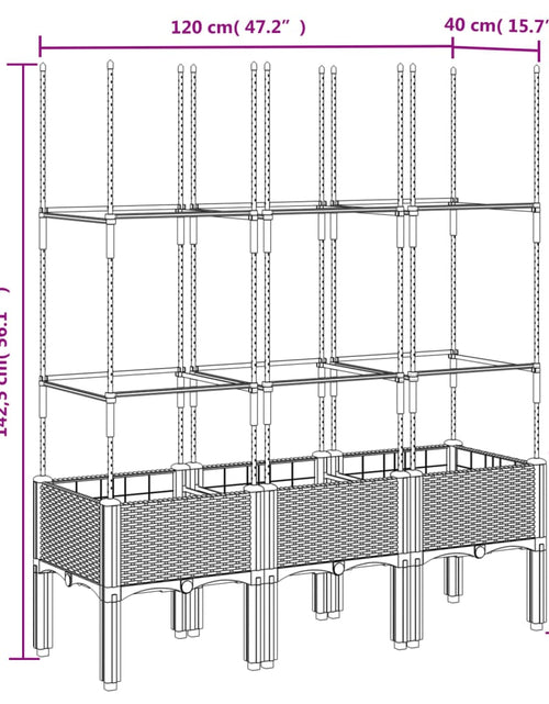 Încărcați imaginea în vizualizatorul Galerie, Jardinieră de grădină cu spalier, negru, 120x40x142,5 cm, PP
