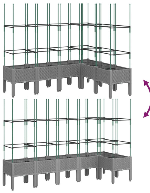 Încărcați imaginea în vizualizatorul Galerie, Jardinieră de grădină cu spalier gri deschis 160x120x142,5cm PP

