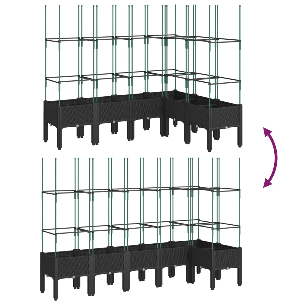 Jardinieră de grădină cu spalier, negru, 160x120x142,5 cm, PP